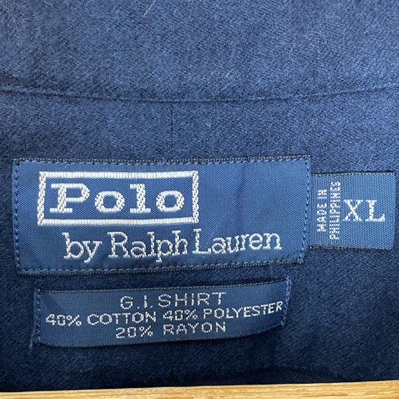 Polo Ralph Lauren Men’s Blue Long Sleeve Button Down G.I. Shirt Tri-Blend XL - Picture 6 of 6